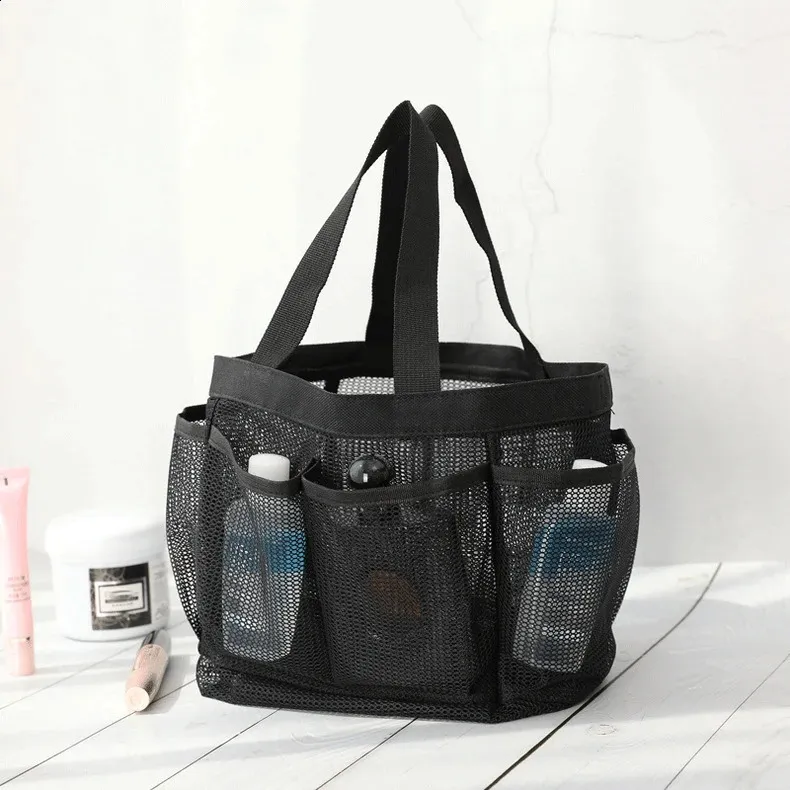 1 sac de voyage pour femme, grande capacité, noir, en maille, pour maquillage, trousse de toilette, organisateur de lavage, étui portable_voghion.com