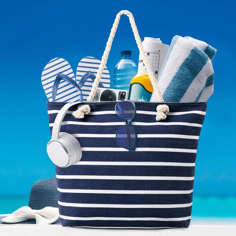 Faltbare Strandtasche, große Kapazität, tragbare Aufbewahrungstasche, große, wasserdichte Strandtasche_voghion.com