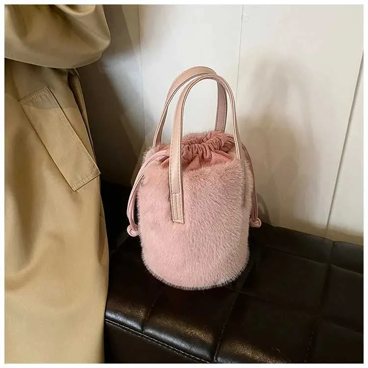Borsa a secchiello in peluche retro donna borsa a tracolla_voghion.com