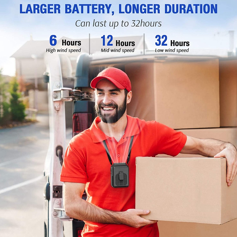 Ventilator reîncărcabil cu clips pentru talie, 8000mA, ventilator de gât, ventilator portabil pentru sporturi în aer liber, ieșire de aer reglabilă, zgomot redus, ventilator de răcire USB_voghion.com