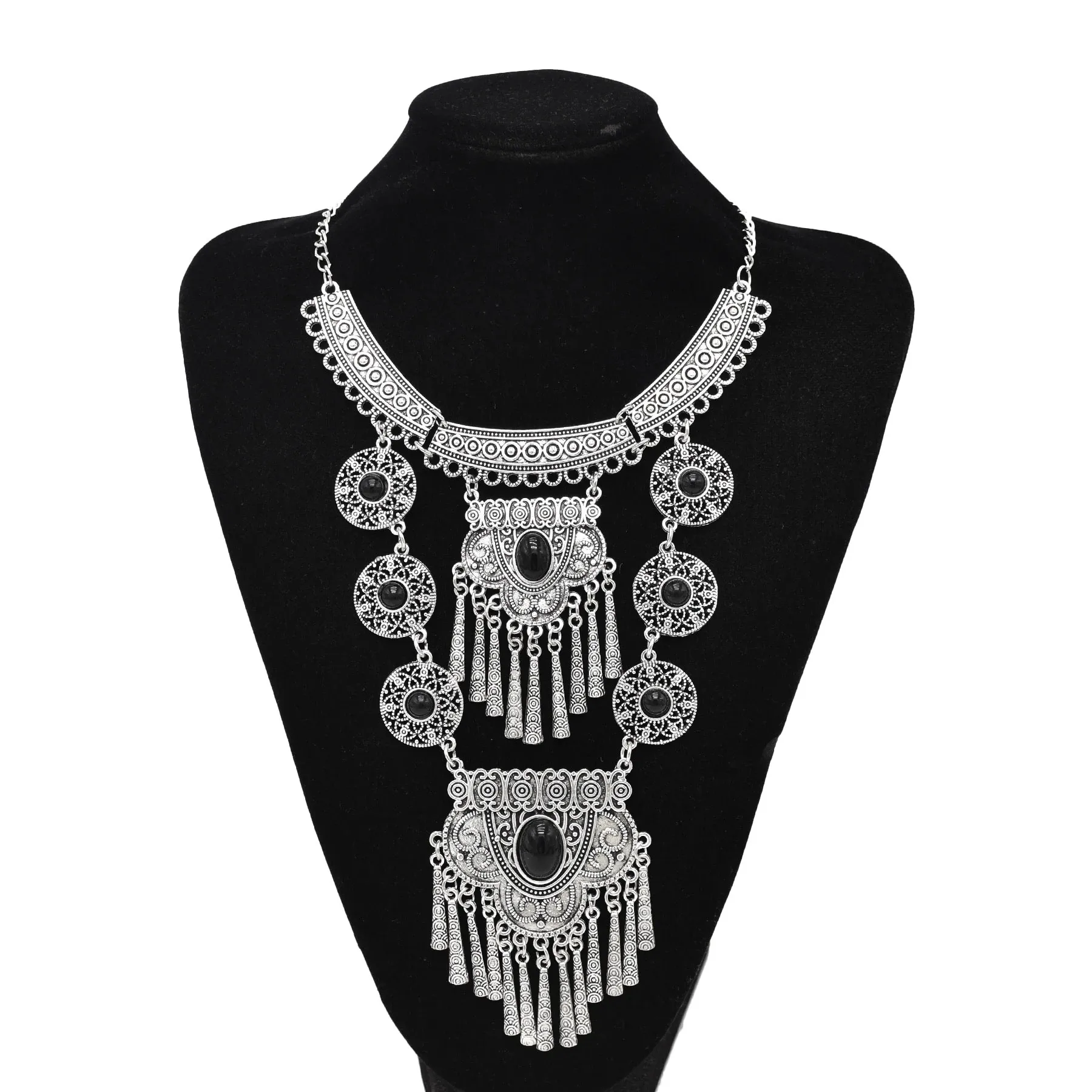 Pendant Necklaces Afghan Bohemian Long Necklace For Women Vintage Ethnic Gypsy Beach Antique Sier Color Statement Turkey_voghion.com