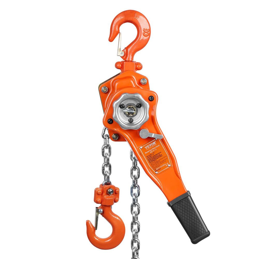 Hand-Operated Chain Lift, 1650 Lbs Load, 5ft Length, G80 Zinc-Coated Steel, Dual-Pawl Brake System, Automatic Chain Guide &amp; Swivel Hook, Ideal_voghion.com