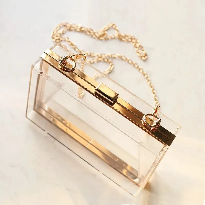 Clear Acrylic Box Evening Bags Women Boutique Chain Transparent Womans Clutch Bag Purse and Handbags Wedding Party Ins_voghion.com