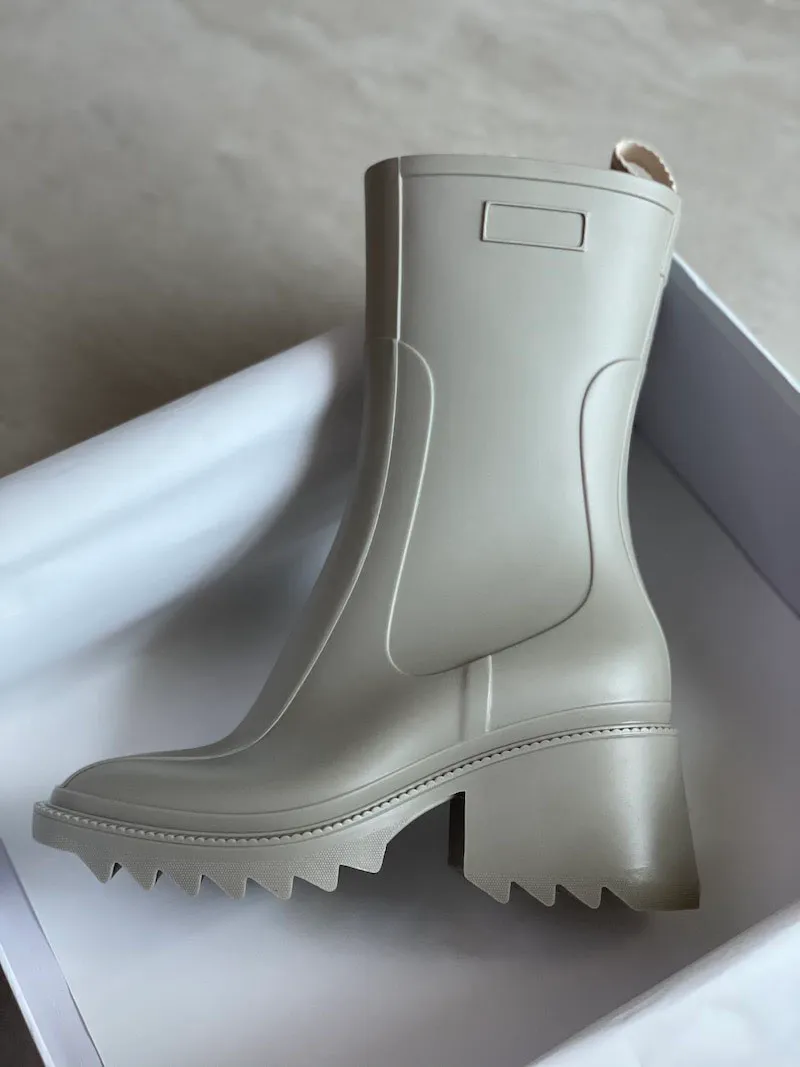 Women's Black Knee-high Waterproof Rain Boots With Platform Sole_voghion.com