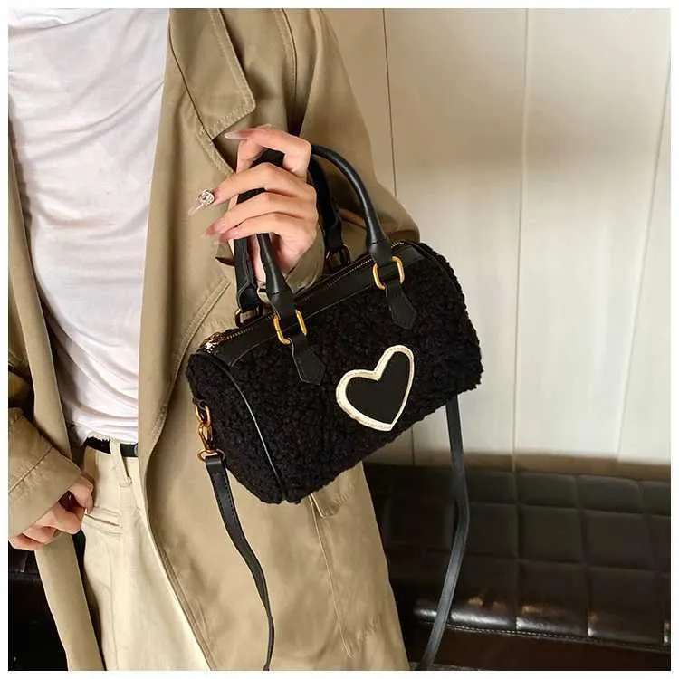 Pluche handtas dames winter warm zachte schoudertas crossbody tas_voghion.com