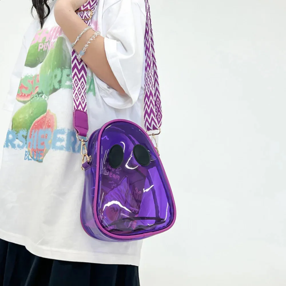 Portofel amuzant din PVC cu fantome și bomboane, pentru Halloween, tip crossbody, transparent, în culoare solidă, pentru telefon mobil, 240823_voghion.com