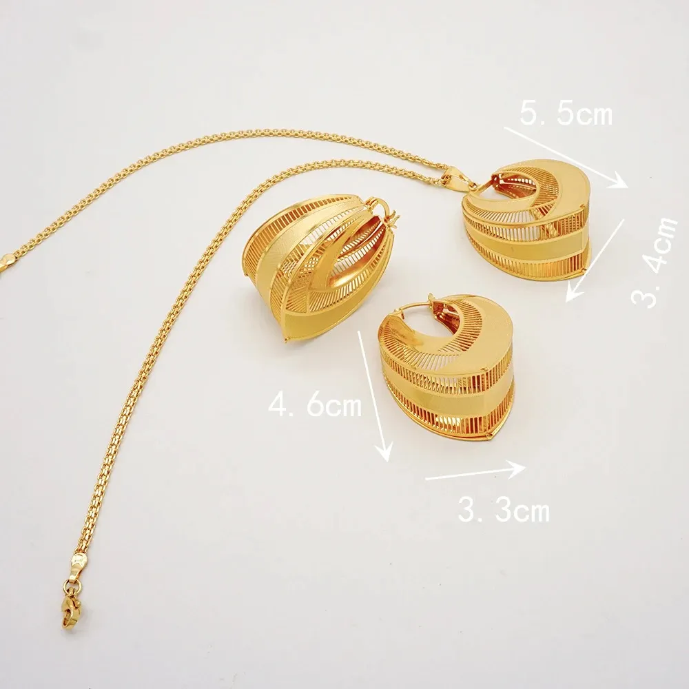 Wedding Jewelry Sets Fashion Dubai Copper Earrings Pendent Necklace For Women Romantic Daily Wear Party Anniversary_voghion.com