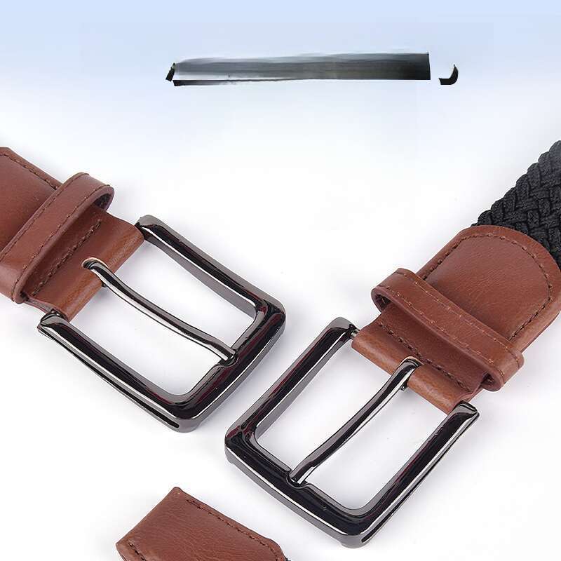 Belt, Men's Woven Lengthened Elastic Waistband, New Canvas Pin Buckle, No Hole Trouser Belt_voghion.com