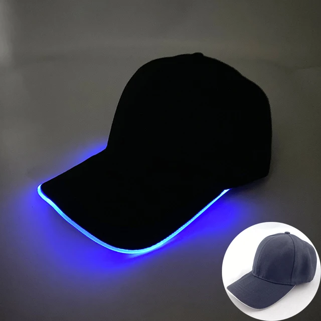 Recién llegados, gorra de béisbol luminosa de moda, accesorios para club de hip hop con luces LED, sombrero con luz fluorescente, suministros de música para DJ, disfraz_voghion.com