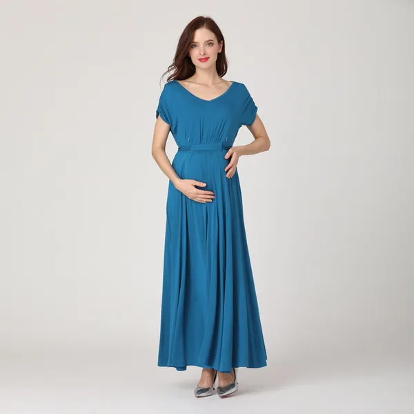 Emotion Moms 2024 Spring Summer Maternity Clothes Dress Casual Sexy V Neck For Pregnant Women LJ201114_voghion.com