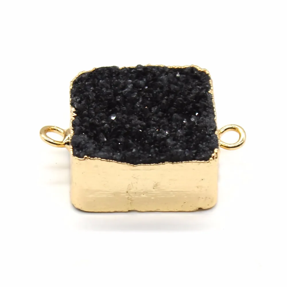 Colliers pendentifs 100-Unique 1 pièce couleur or jaune clair forme irrégulière rectangle cristal teint plusieurs couleurs double_voghion.com