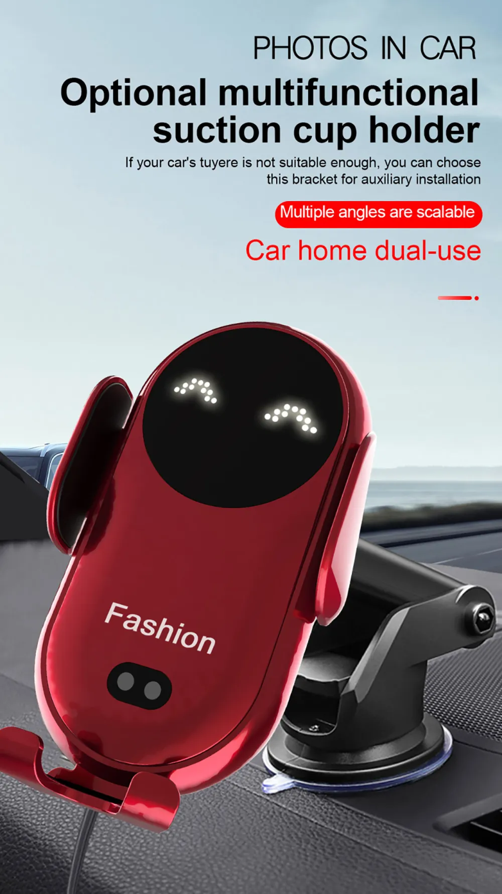 S11 10W Qi Wireless Charging Stand Charger Auto Infrared Sensor LED Mobile Phone Holder In Car Mount Air Vent_voghion.com
