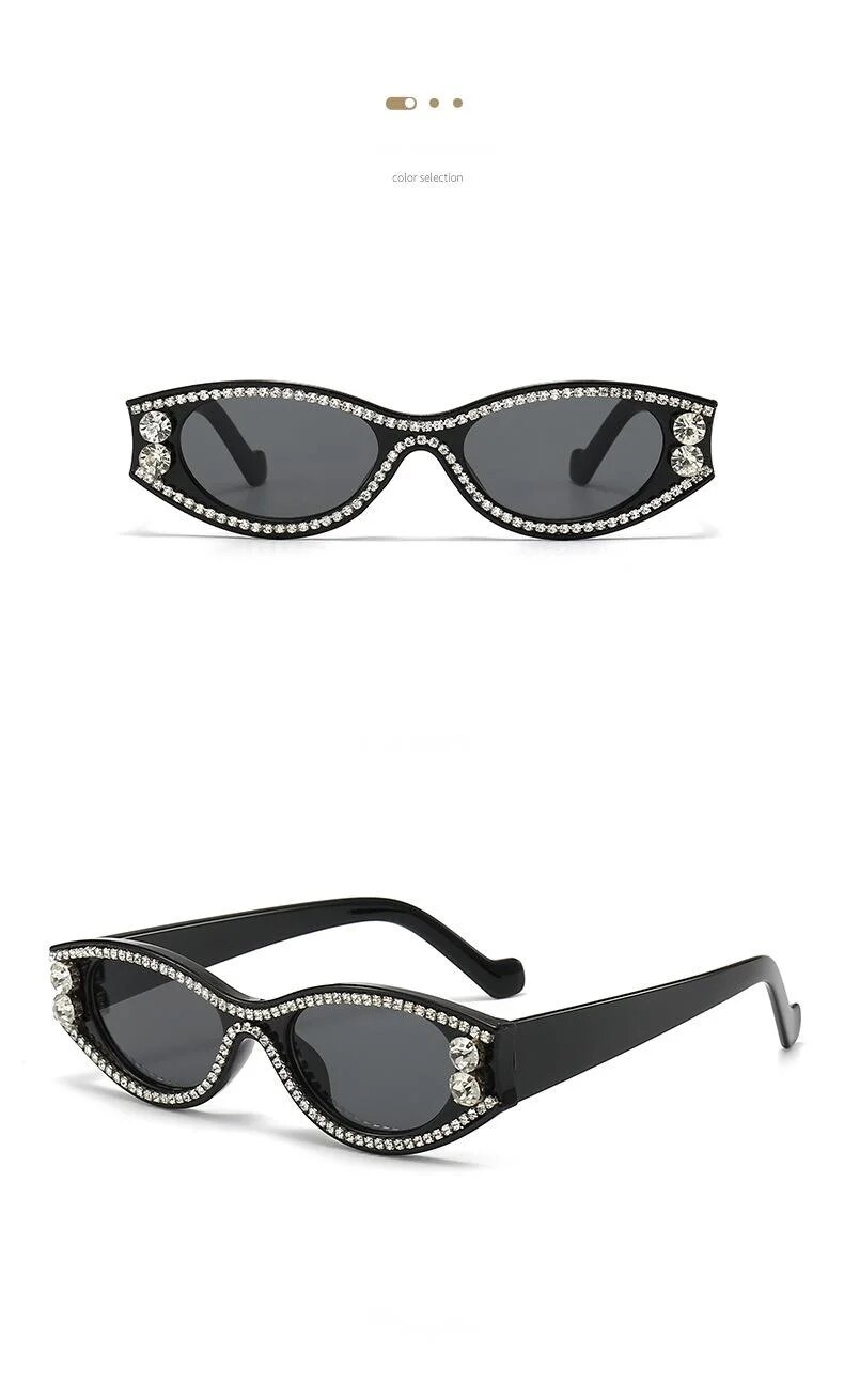 Ochelari de soare personalizați cu fotografie de stradă, cu cadru mic, ochi de pisică, culoare bomboane, la modă, pentru femei_voghion.com