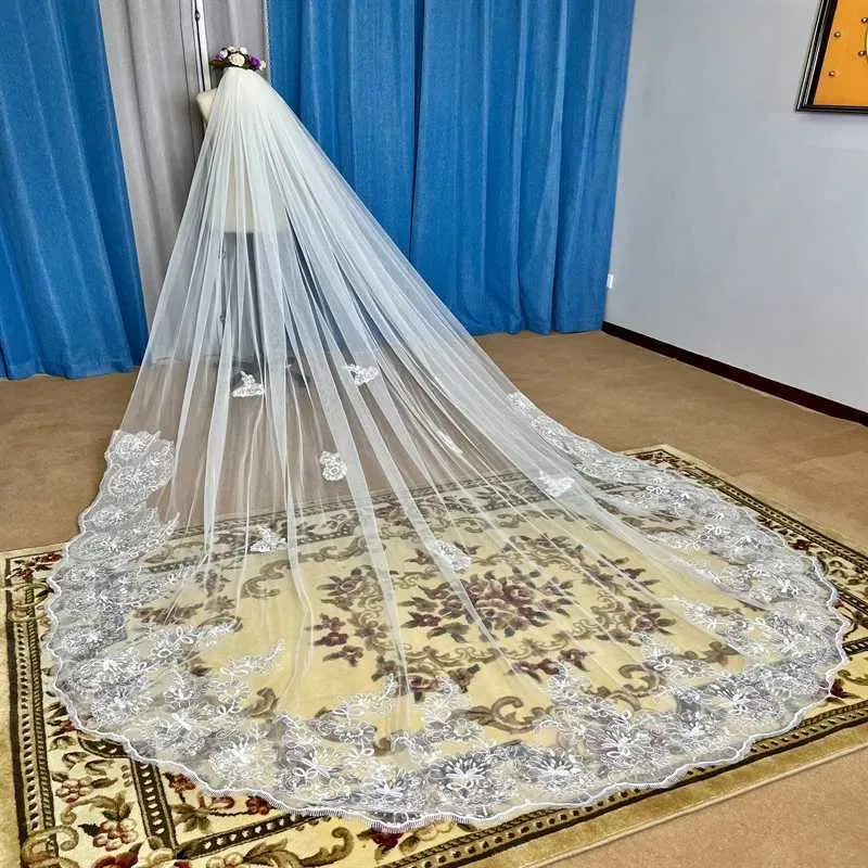 Hochzeit Haarschmuck Neue Eine Schicht Weiß Elfenbein Kathedrale Vs Pailletten spitze Boda zubehör hochzeit kleid braut_voghion.com