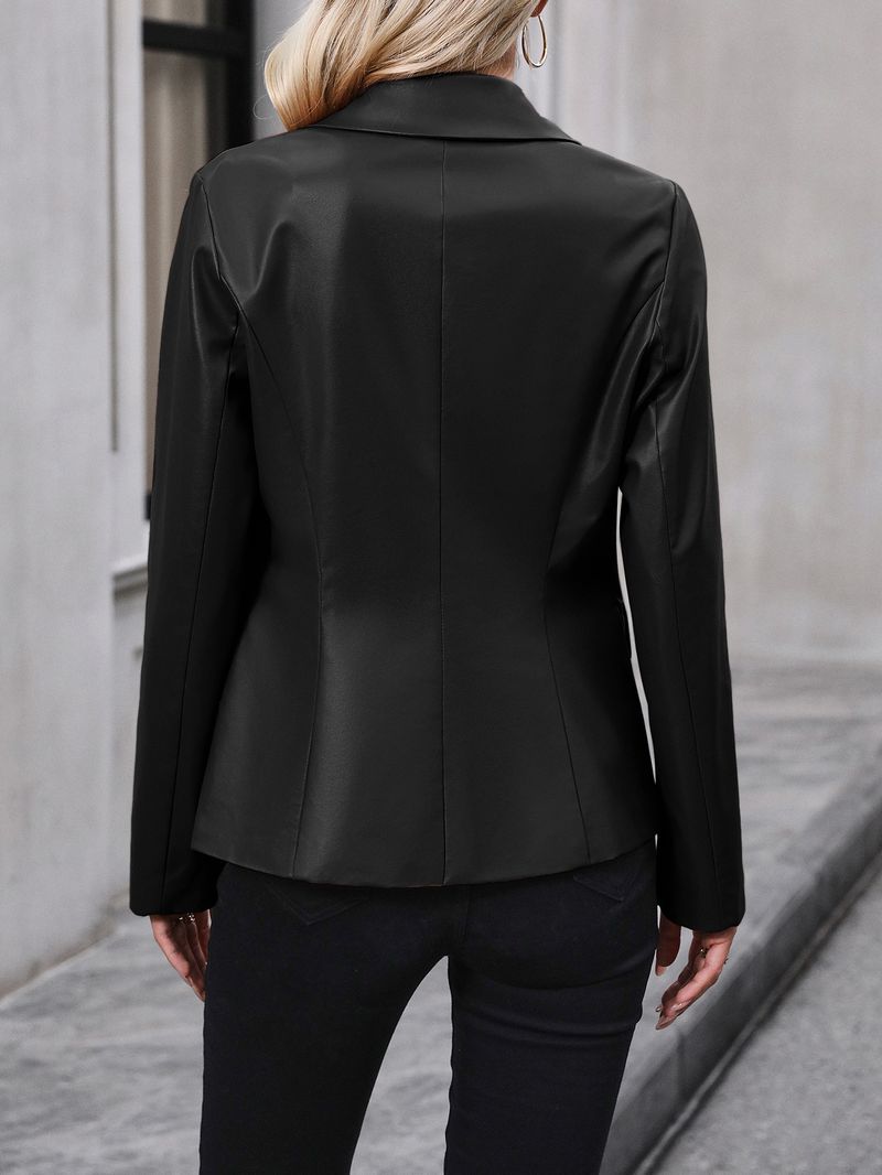 Giacca da motociclista in pelle PU con doppio petto da donna_voghion.com