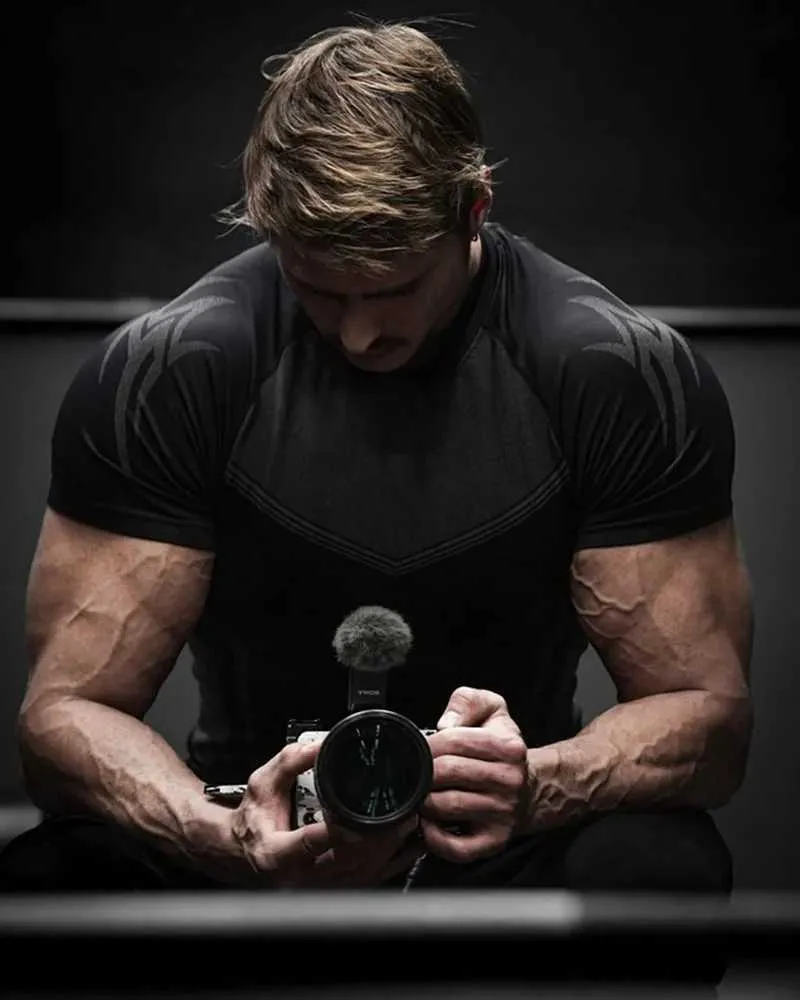 T-shirt de compression à manches courtes pour homme, séchage rapide, pour vélo, course à pied, entraînement, vêtements de sport, W250317_voghion.com