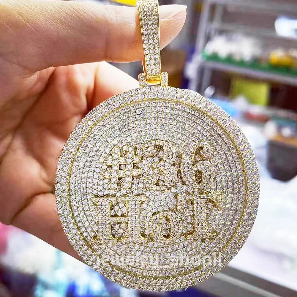 Hip-hop teniška verižica Sterling Sier VVS Moissanit diamantni grozd ledeno obarvani obesek po meri s črkami za moške in ženske_voghion.com