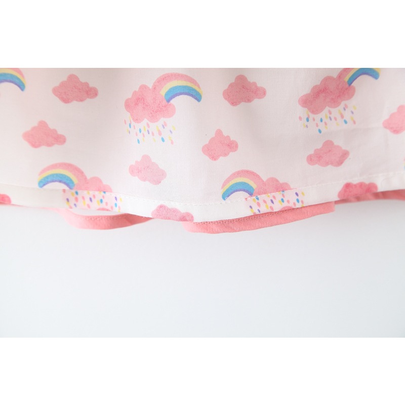 Rainbow Suspender Dress Gauze Cotton Cartoon Toddler Girl Dress Birthday Party Clothes_voghion.com