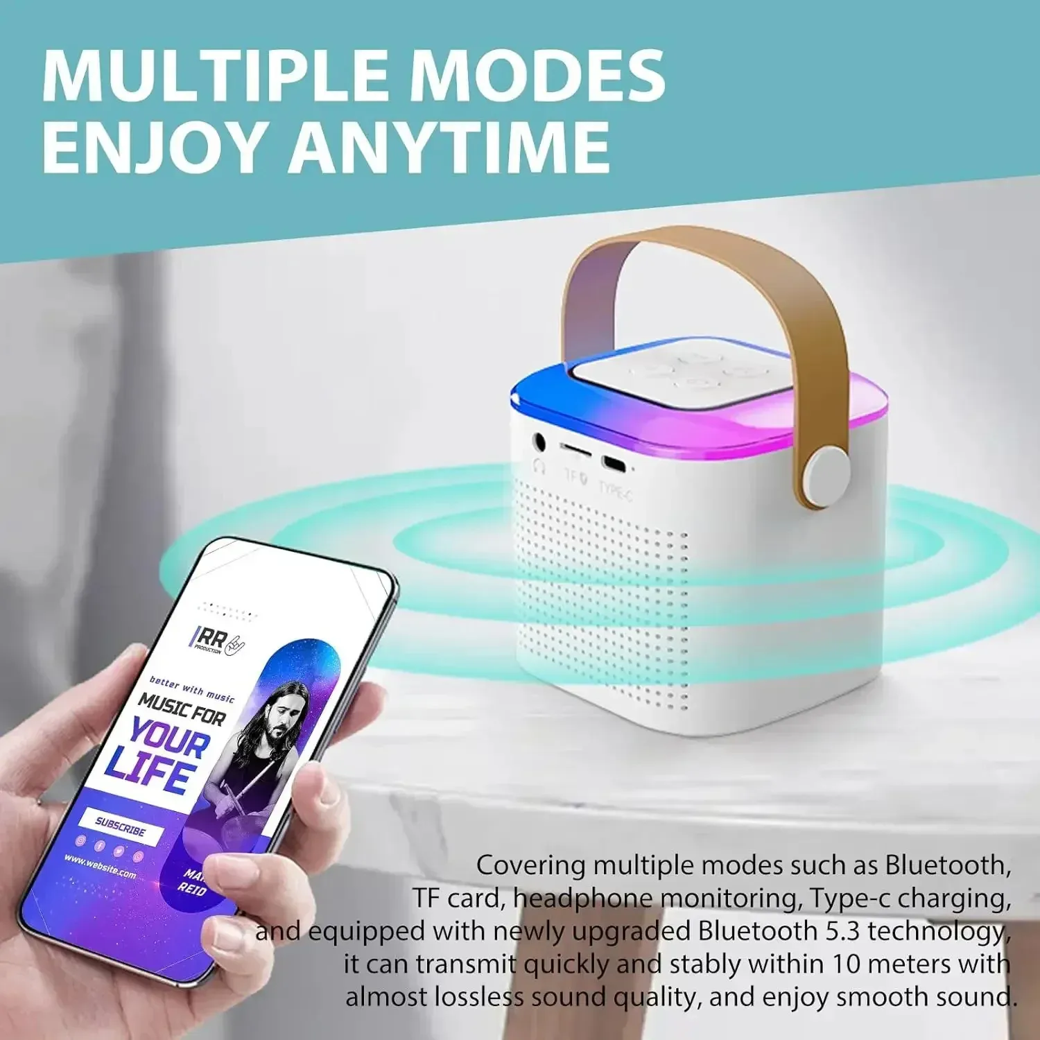 Microphone Portable Bluetooth Karaoke Speaker With 2 Wireless Handheled Microphones For Home Party 240621_voghion.com