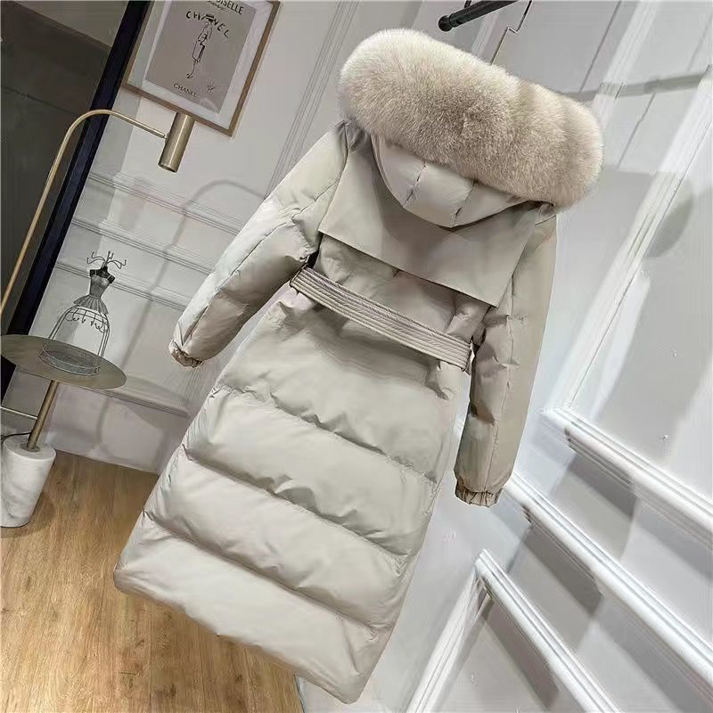 Women’s Fashion Fur Collar Medium Length Down Jacket