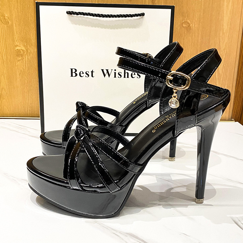 2024 New Spring/Summer High Slim Sexy Nightclub Professional Work Fish Mouth Sandals 12CM Heels Women's Shoes_voghion.com