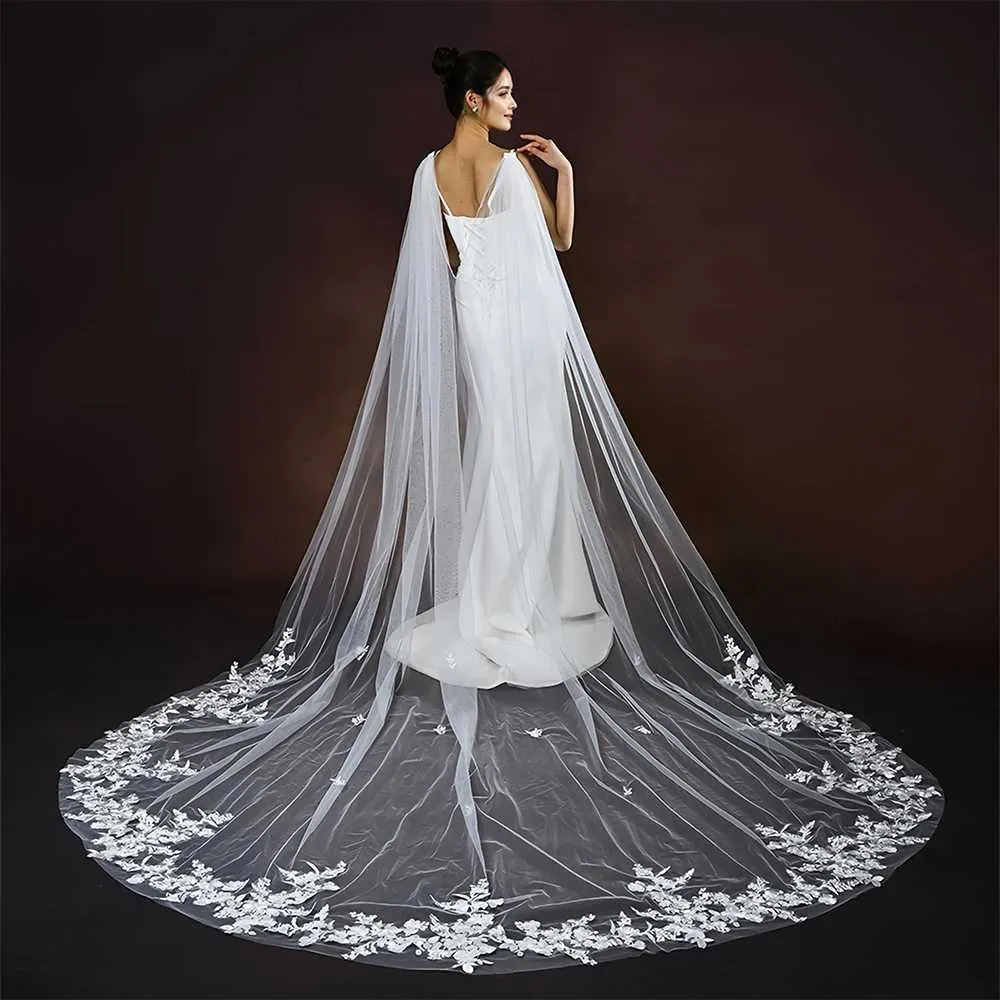 Hair Jewelry Womens Cathedral Long Bridal Cape Veil Detachable Tulle Cloak Wedding Dresses Shawl Event Decoration VPG17_voghion.com