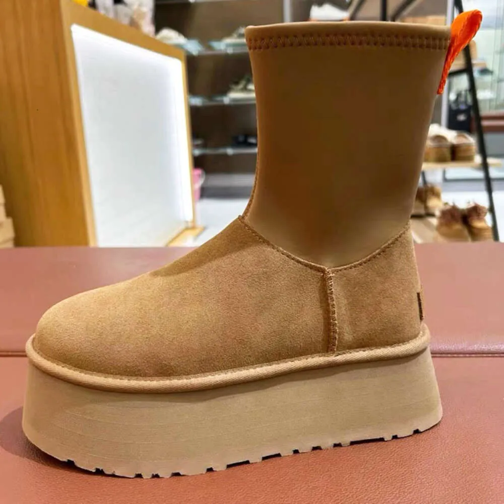 Designer Classic Dippers Suede Neoprene Platform Mini Boot Australian Winter Snow Boots For Women Real Leather Warm_voghion.com