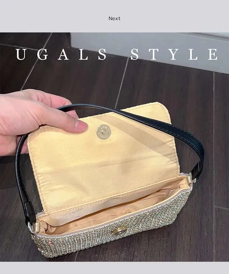 Crystal Rhies Dia Square Glitter Women Handbag Fashion Evening Wedding Party Clutch Purse Shoulder Bag Street Dressing_voghion.com