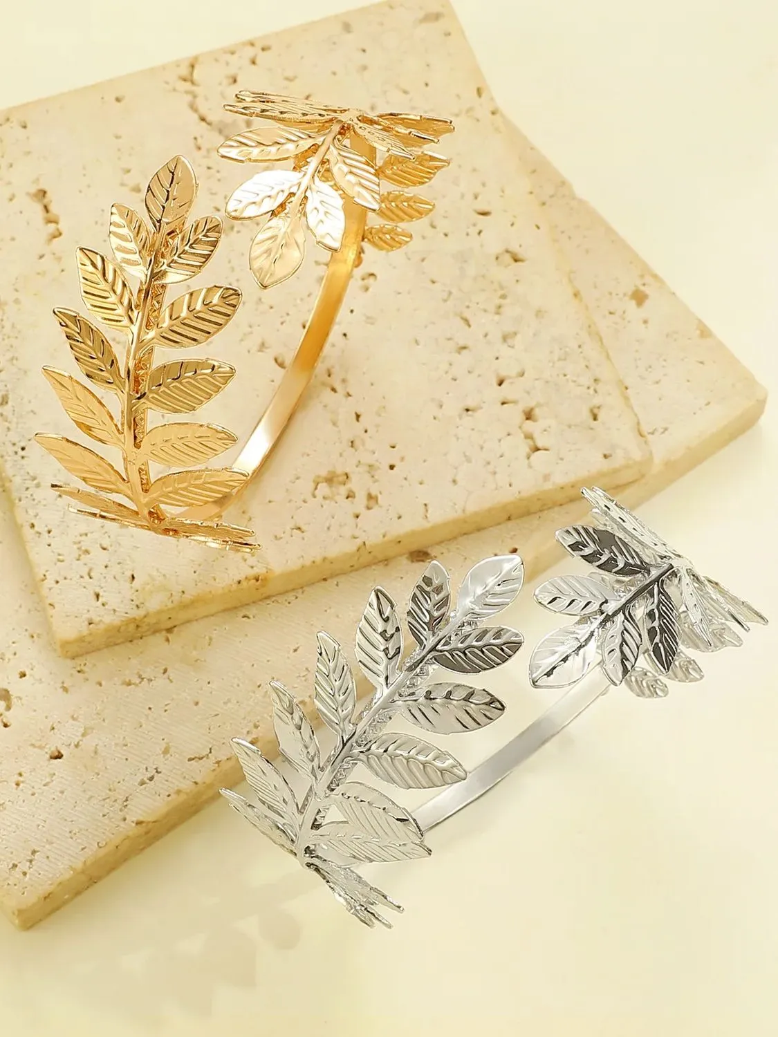 Vintage Leaf Bangle Bracelet For Women And Men Creative Jewelry_voghion.com