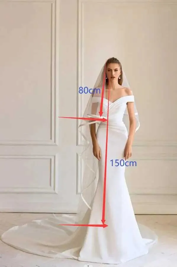 Sieraden Satijnen lint Bruiloft 2024 Theelengte Twee lagen met kam Bruidssluier Feest Bruidssluiers Dames Haaraccessoire_voghion.com