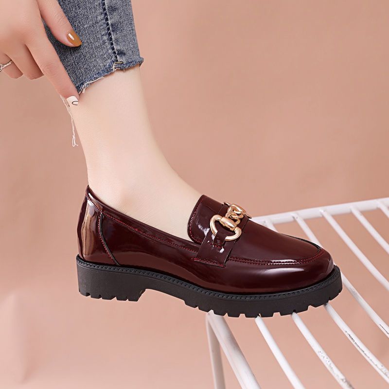 New single shoe women's versatile fashion uniform spring and autumn 2023 thick sole loafers, British style small leather_voghion.com