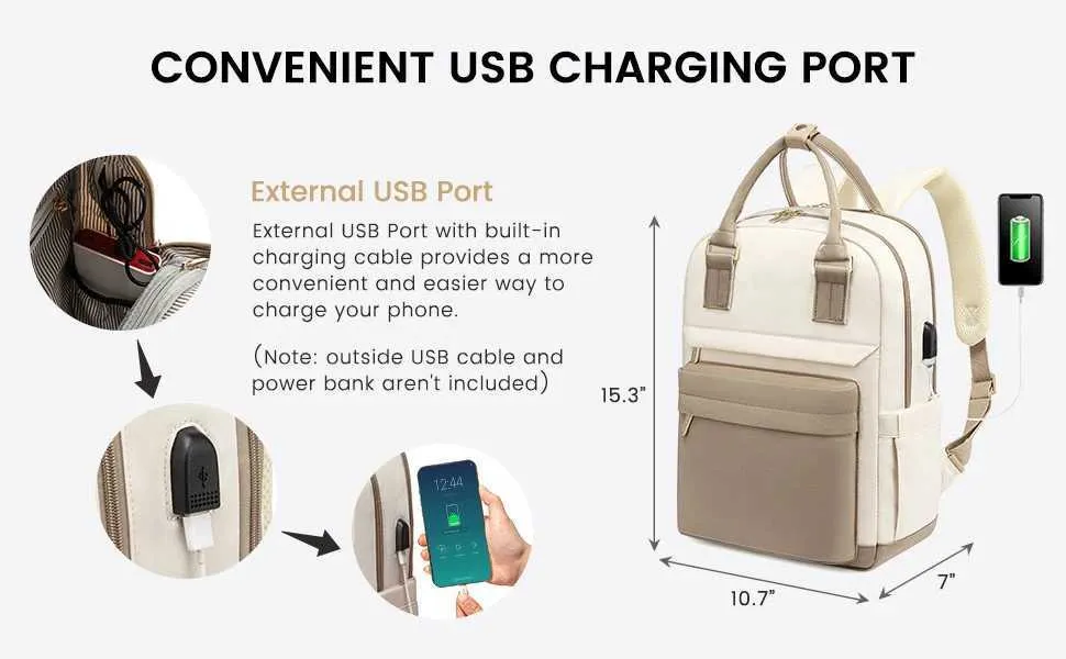 Backpack for Women 17 Inch Laptop Bag with USB Port Fashion Waterproof Backpacks Stylish Travel Ba241031_voghion.com