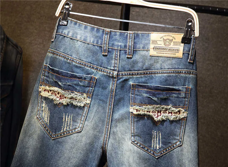 Men Vintage Ripped Bermudas Jeans Short Summer Streetwear Hip Hop Male Casual Holes Straight Denim Shorts Plus Size 40_voghion.com