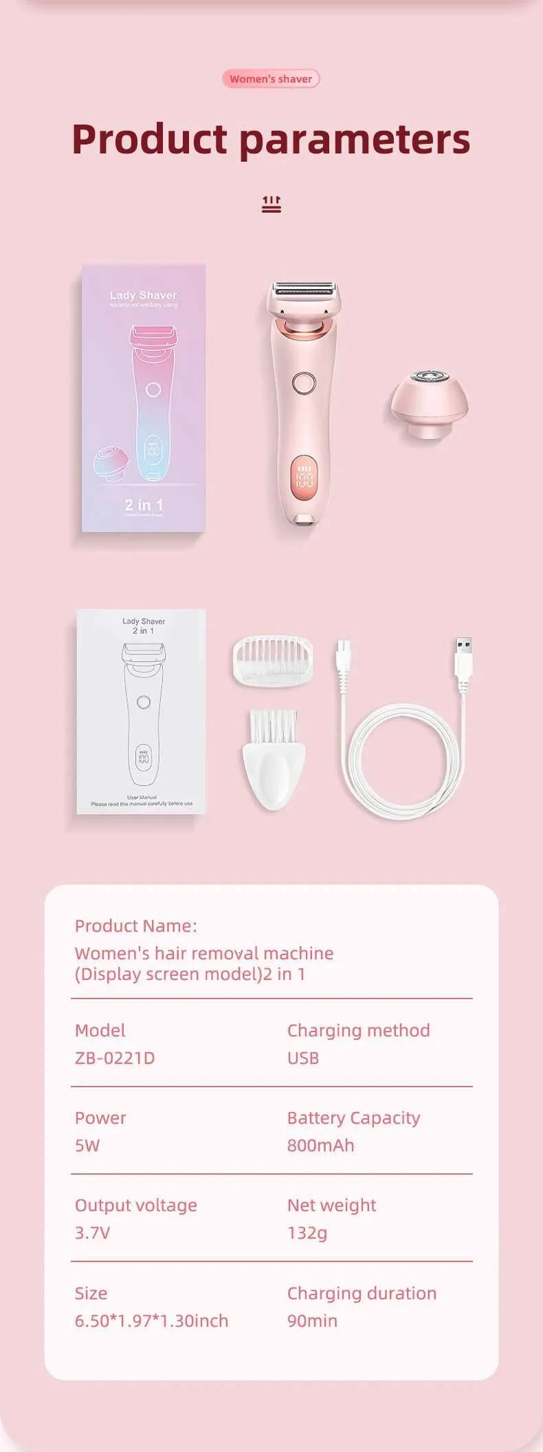 ACZT Quality Goods USB Painless Epilator - Body, Face, Bikini, Rechargeable_voghion.com