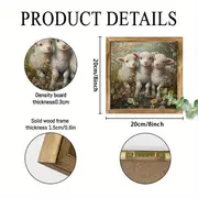 Panneau en bois vintage 8 x 8 pouces avec agneaux et fleurs – Décoration murale rustique encadrée pour cuisine, chambre, bureau – Cadeau idéal pour Pâques ou une pendaison de crémaillère_voghion.com