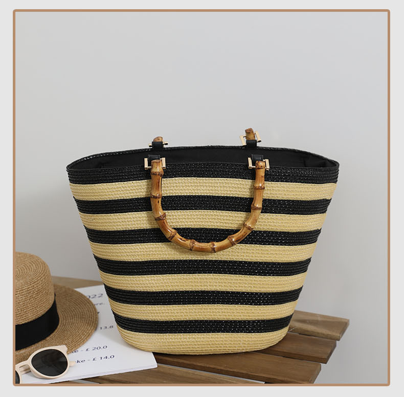 French Style Straw Tote Bag For Beach And Holiday Handbags_voghion.com