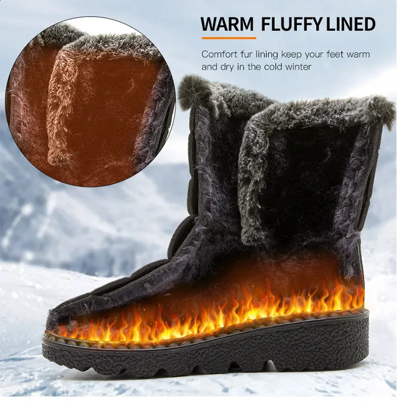 Trend Womens Winter Ankle Low Botas Mujer Waterproof Snow Boots Fur Leather Shoes 241116_voghion.com
