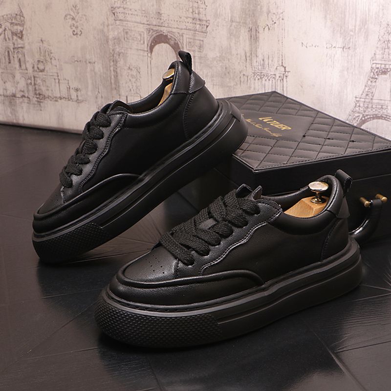 Lässige Brettschuhe mit dicker Sohle, niedriger Schnitt, vielseitige, schlichte koreanische Version für Herren, trendige_voghion.com