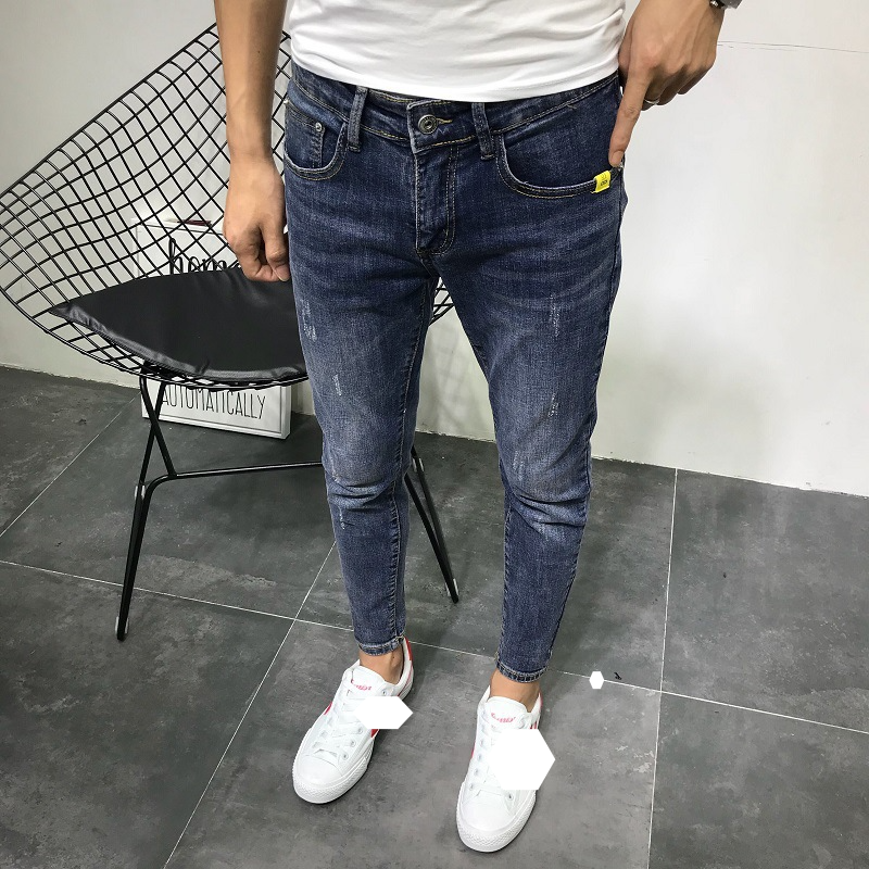Men's Display Jeans Men Trend Slim Fit Skinny Pants Elastic High-end Trendy Brand Casual Versatile Long Pants