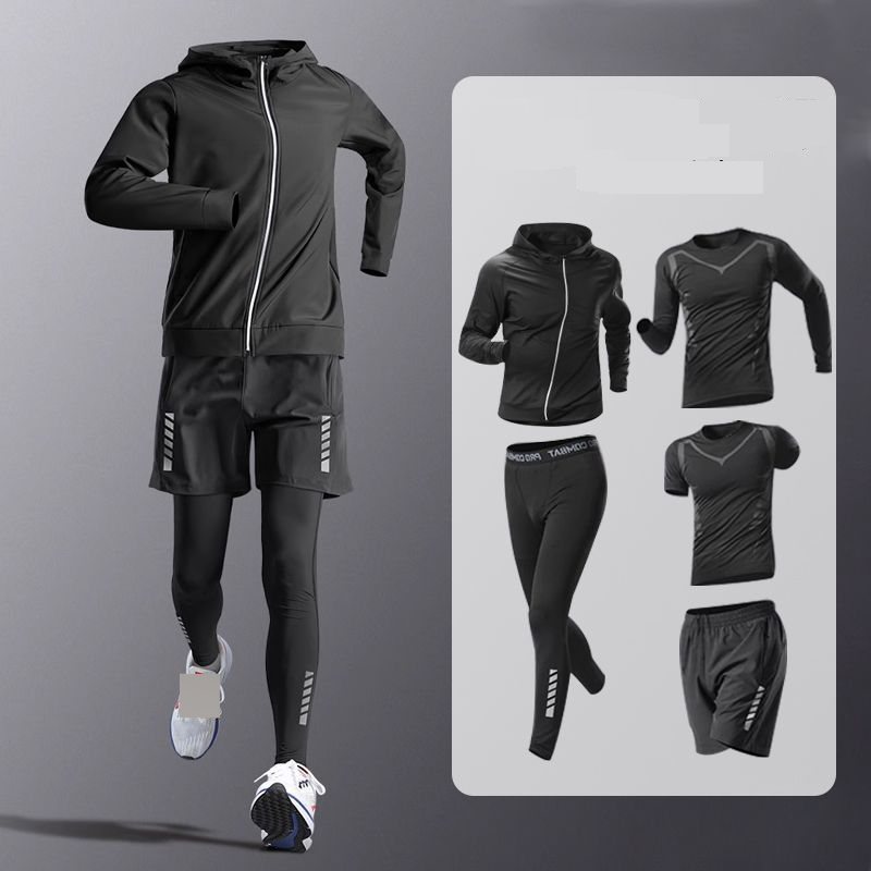Men's Clothing Men's Sports Suit Quick Drying Tights High Elastic Running Training Basketball Clothes Morning Jogging Cycling Clothes