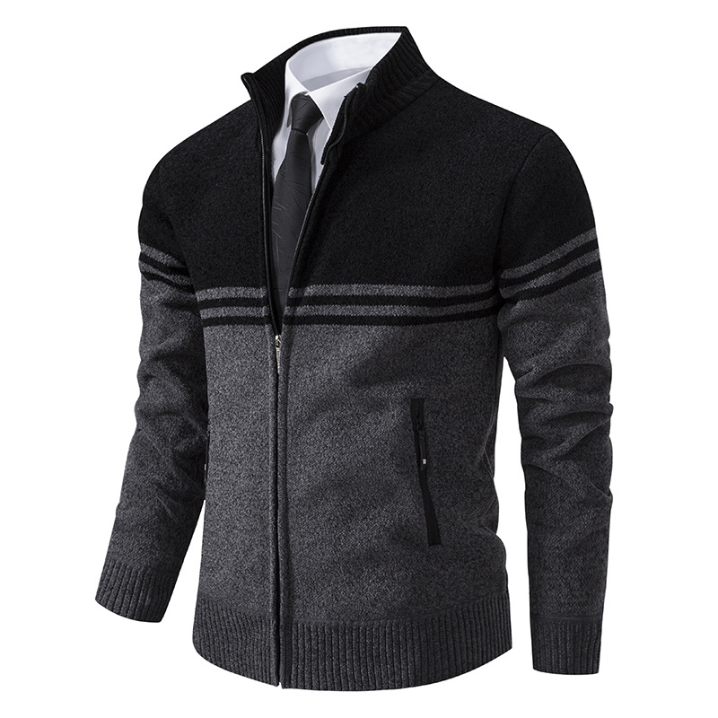 2023 giacca con colletto alla coreana ispessita maglione moda a maniche lunghe cardigan da lavoro casual maglione da uomo_voghion.com