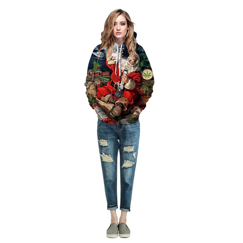 Women's Clothing Grinch digital printing couple wear trendy loose casual hooded sweatshirt_voghion.com