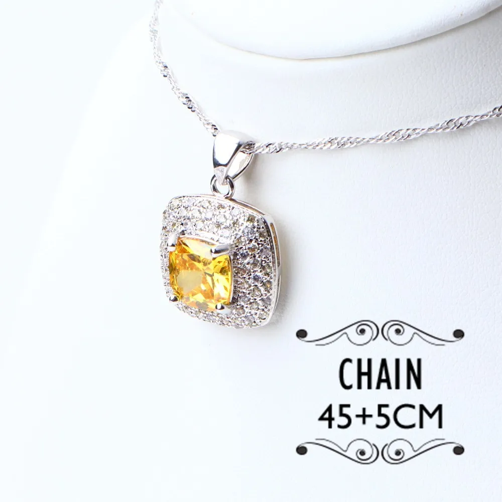 Kostüm-Sets Gelb Zirkonia Sier Schmuck Ohrringe Für Frauen Ehering Halskette Anhänger Set Geschenke Box CX200623_voghion.com