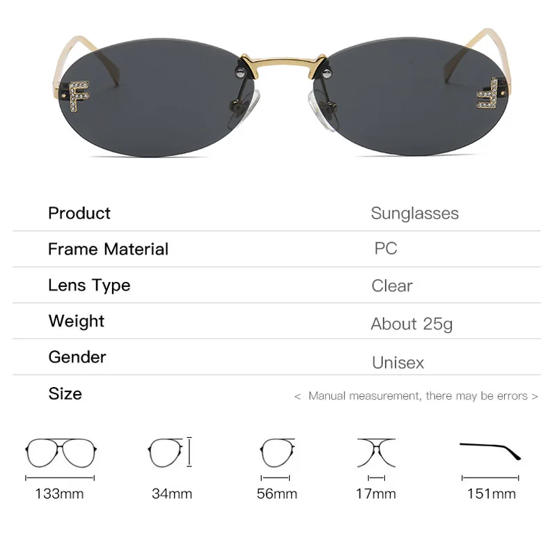 Lunettes de soleil à monture ovale en diamant pour femmes et hommes, monture en forme de cady, monture en forme de diamant, monture en forme de U ...