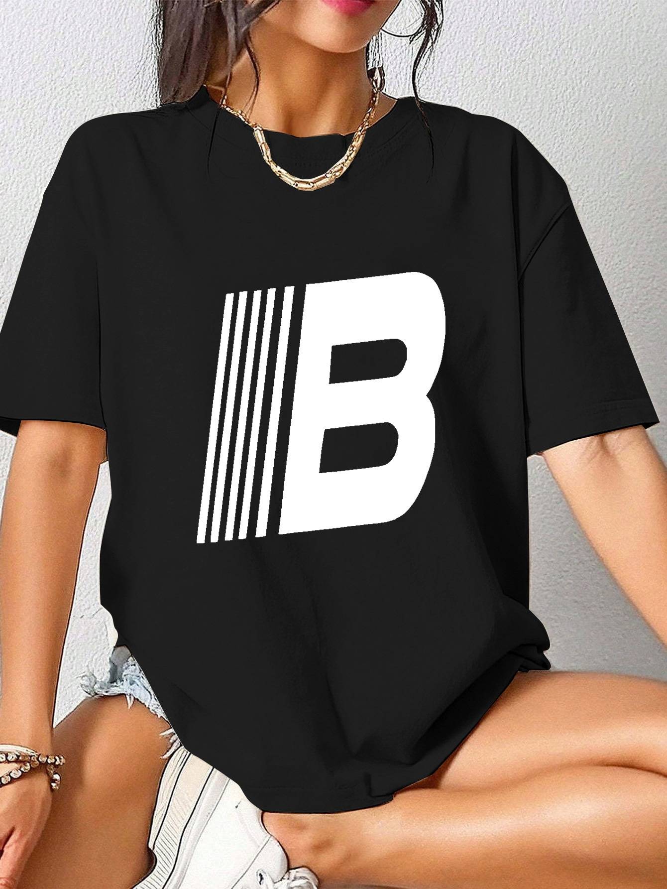 Printed T-shirts, Short-sleeved Round Neck Casual Tops, Spring And Summer Women’s Clothing