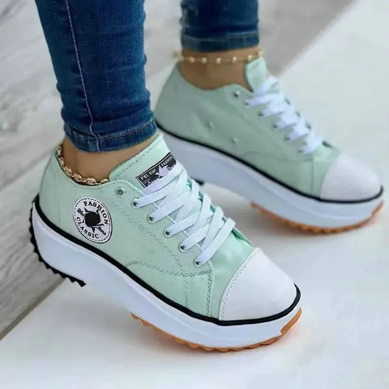 Spring New Low-cut Single Shoes For Women, Thick-soled Canvas Shoes, Available Now, Platform Soles, Large Sizes For Women, Sizes 35-43_voghion.com