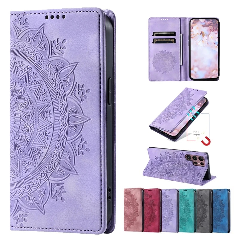 Strong Magnetic Wallet Case with Card Slot S22 S21 S20 S10 S9 Stand Flip Leather Cover for S24 S23 Ultra S23FE_voghion.com