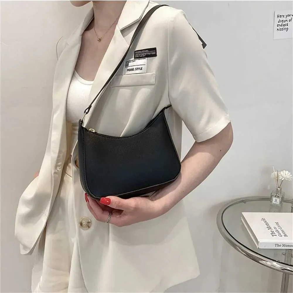 2024 Nuove borse alla moda da donna retrò in pelle PU tinta unita con tracolla sottobraccio casual da donna Hobos piccola pochette_voghion.com