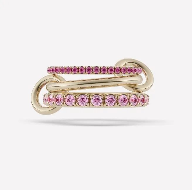Spinelli Kilcollin Galaxy Ring, 18 Karat Gold, Sterlingsilber, verbundene Ringe, Smaragd, Gemini Hydra, Designer-Schmuck für Damen_voghion.com