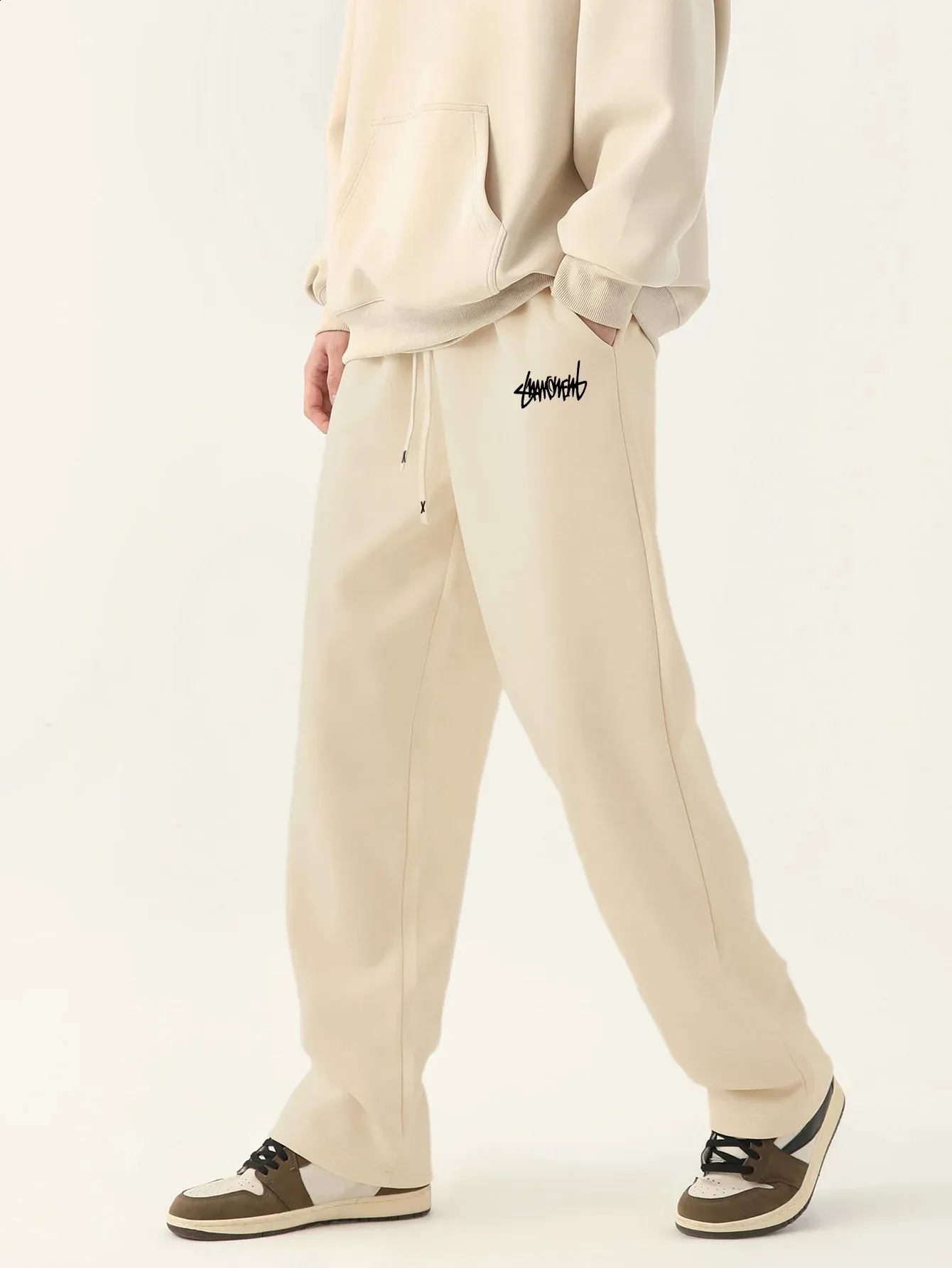 Pantaloni da jogging alla moda, traspiranti, neutri, da uomo, larghi e da esterno, 240822_voghion.com